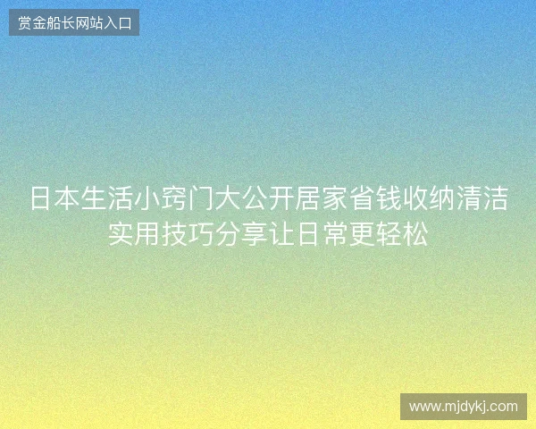 日本生活小窍门大公开居家省钱收纳清洁实用技巧分享让日常更轻松